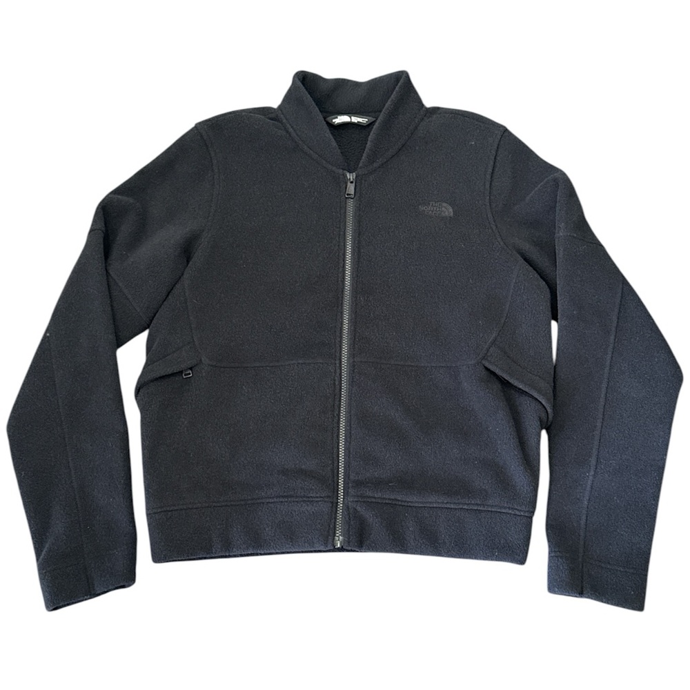 The North Face Women’s Black Fleece Bomber Jacket Size Medium Front Zip Pockets